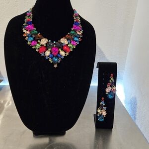 Multicolor Statement Necklace and Earring Set